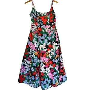 Old Navy Dress Womens S Floral Fit Flare Smocked Midi Cami Pockets Flowy Cottage